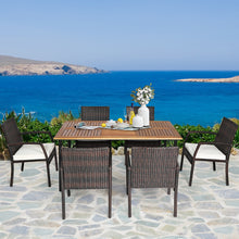 Load image into Gallery viewer, Gymax 7PCS Patio Dining Furniture Set w/ Wooden Tabletop Cushion Umbrella Hole