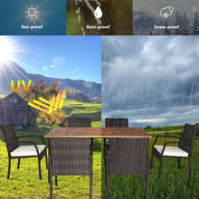 Load image into Gallery viewer, Gymax 7PCS Patio Dining Furniture Set w/ Wooden Tabletop Cushion Umbrella Hole
