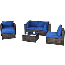 Load image into Gallery viewer, Gymax 6PCS Patio Conversation Set Rattan Sectional Furniture Set w/ Navy Cushion