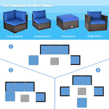 Load image into Gallery viewer, Gymax 6PCS Patio Conversation Set Rattan Sectional Furniture Set w/ Navy Cushion