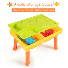Load image into Gallery viewer, Gymax 2 in 1 Sand Water Table Activity Beach Play Set w/ Sand Castle Molds & Cover