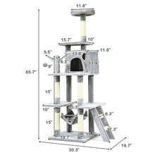 Load image into Gallery viewer, Gymax 66'' Cat Tree Condo Kitten Multi-Level Activity Center Plush Perches w/ Hammock