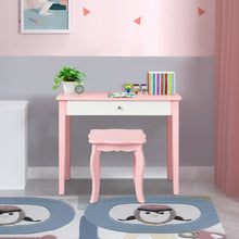 Load image into Gallery viewer, Gymax Kids Vanity Princess Make Up Dressing Table W/ Tri-folding Mirror & Chair Pink