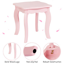 Load image into Gallery viewer, Gymax Kids Vanity Princess Make Up Dressing Table W/ Tri-folding Mirror & Chair Pink