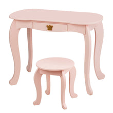 Load image into Gallery viewer, Gymax Kids Makeup Dressing Table Chair Set Princess Vanity & Tri-folding Mirror Pink