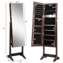 Load image into Gallery viewer, Gymax Jewelry Cabinet Armoire Lockable Standing Storage Organizer w/Full-Length Mirror