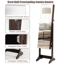 Load image into Gallery viewer, Gymax Jewelry Cabinet Armoire Lockable Standing Storage Organizer w/Full-Length Mirror