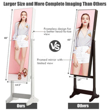 Load image into Gallery viewer, Gymax White Jewelry Cabinet Armoire Lockable Standing Storage Organizer Full-Length Mirror
