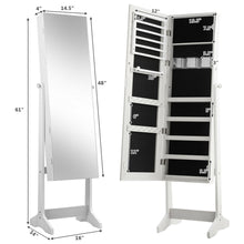 Load image into Gallery viewer, Gymax White Jewelry Cabinet Armoire Lockable Standing Storage Organizer Full-Length Mirror