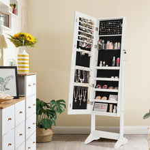 Load image into Gallery viewer, Gymax White Jewelry Cabinet Armoire Lockable Standing Storage Organizer Full-Length Mirror