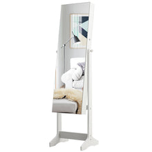 Load image into Gallery viewer, Gymax White Jewelry Cabinet Armoire Lockable Standing Storage Organizer Full-Length Mirror