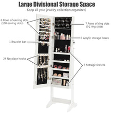Load image into Gallery viewer, Gymax White Jewelry Cabinet Armoire Lockable Standing Storage Organizer Full-Length Mirror