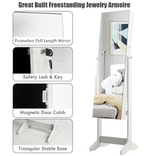 Load image into Gallery viewer, Gymax White Jewelry Cabinet Armoire Lockable Standing Storage Organizer Full-Length Mirror