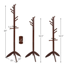 Load image into Gallery viewer, Gymax Wooden Coat Rack Hanger Hall Tree Entryway w/ 10 Hooks 2 Heights Walnut