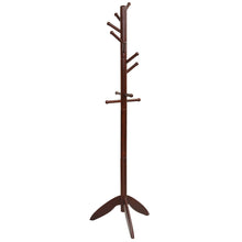 Load image into Gallery viewer, Gymax Wooden Coat Rack Hanger Hall Tree Entryway w/ 10 Hooks 2 Heights Walnut