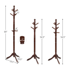 Load image into Gallery viewer, Gymax Wooden Coat Rack Hanger Hall Tree Entryway w/ 9 Hooks 2 Heights Walnut