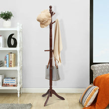 Load image into Gallery viewer, Gymax Wooden Coat Rack Hanger Hall Tree Entryway w/ 9 Hooks 2 Heights Walnut