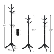 Load image into Gallery viewer, Gymax Wooden Coat Rack Hanger Hall Tree Entryway w/ 9 Hooks 2 Heights Black