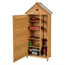 Load image into Gallery viewer, Gymax Outdoor Storage Shed Lockable Wooden Garden Tool Storage Cabinet W/ Shelves