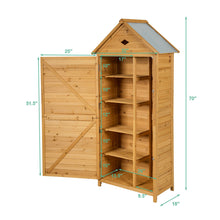 Load image into Gallery viewer, Gymax Outdoor Storage Shed Lockable Wooden Garden Tool Storage Cabinet W/ Shelves