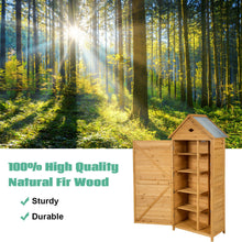 Load image into Gallery viewer, Gymax Outdoor Storage Shed Lockable Wooden Garden Tool Storage Cabinet W/ Shelves