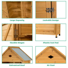 Load image into Gallery viewer, Gymax Outdoor Storage Shed Lockable Wooden Garden Tool Storage Cabinet W/ Shelves