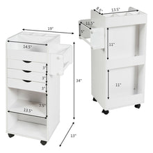 Load image into Gallery viewer, Gymax Rolling Craft Storage Cart Wooden Utility Cart w/3 Drawers 3 Shelf&Slot 2 Dowels