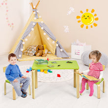 Load image into Gallery viewer, Gymax 3 Piece Kids Wooden Table and 2 Chairs Set Children Art Activity Desk Furniture