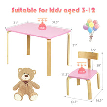Load image into Gallery viewer, Gymax 3 Piece Kids Wooden Table and 2 Chairs Set Children Activity Art Desk Furniture