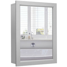 Load image into Gallery viewer, Gymax Mirrored Medicine Cabinet Wall-Mounted Bathroom Storage Organizer W/Shelf Grey