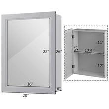 Load image into Gallery viewer, Gymax Mirrored Medicine Cabinet Wall-Mounted Bathroom Storage Organizer W/Shelf Grey