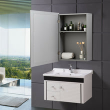 Load image into Gallery viewer, Gymax Mirrored Medicine Cabinet Wall-Mounted Bathroom Storage Organizer W/Shelf Grey