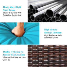 Load image into Gallery viewer, Gymax 3PCS Outdoor Rattan Furniture Set Patio Couch Sofa Set w/ Turquoise Cushion