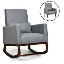 Load image into Gallery viewer, Gymax 2-in-1 Fabric Upholstered Rocking Chair Nursery Armchair with Pillow Dark Grey
