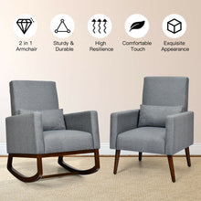 Load image into Gallery viewer, Gymax 2-in-1 Fabric Upholstered Rocking Chair Nursery Armchair with Pillow Dark Grey