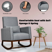 Load image into Gallery viewer, Gymax 2-in-1 Fabric Upholstered Rocking Chair Nursery Armchair with Pillow Dark Grey
