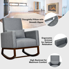 Load image into Gallery viewer, Gymax 2-in-1 Fabric Upholstered Rocking Chair Nursery Armchair with Pillow Dark Grey