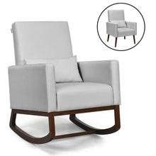Load image into Gallery viewer, Gymax 2-in-1 Fabric Upholstered Rocking Chair Nursery Armchair with Pillow Light Grey
