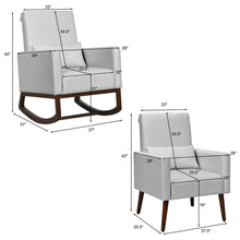 Load image into Gallery viewer, Gymax 2-in-1 Fabric Upholstered Rocking Chair Nursery Armchair with Pillow Light Grey