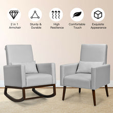 Load image into Gallery viewer, Gymax 2-in-1 Fabric Upholstered Rocking Chair Nursery Armchair with Pillow Light Grey