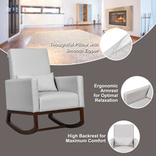 Load image into Gallery viewer, Gymax 2-in-1 Fabric Upholstered Rocking Chair Nursery Armchair with Pillow Light Grey