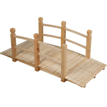 Load image into Gallery viewer, Gymax 5Ft Garden Wooden Bridge Decoration Backyard Pond w/ Safety Rails Natural/Brown
