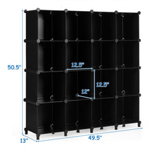 Load image into Gallery viewer, Gymax 16 Cube Storage Organizer Plastic Organizer Units 49.5'' X 13'' X 50.5'' Black