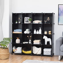 Load image into Gallery viewer, Gymax 16 Cube Storage Organizer Plastic Organizer Units 49.5'' X 13'' X 50.5'' Black