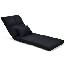 Load image into Gallery viewer, Gymax Flip Chair Convertible Sleeper Couch Futon Bed Lounger w/Pillow Black