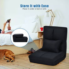 Load image into Gallery viewer, Gymax Flip Chair Convertible Sleeper Couch Futon Bed Lounger w/Pillow Black