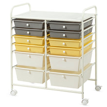 Load image into Gallery viewer, Gymax Office Rolling Cart 12 Storage Drawer Studio Organizer Bins Scrapbook Paper