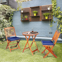 Load image into Gallery viewer, Gymax 3PC Folding Patio Conversation Set Acacia Wood Bistro Set w/ Cushions