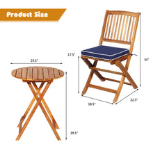 Load image into Gallery viewer, Gymax 3PC Folding Patio Conversation Set Acacia Wood Bistro Set w/ Cushions