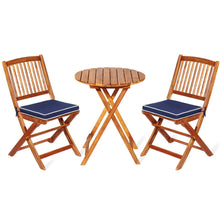 Load image into Gallery viewer, Gymax 3PCS Folding Patio Conversation Set Acacia Wood Bistro Set w/ Cushions
